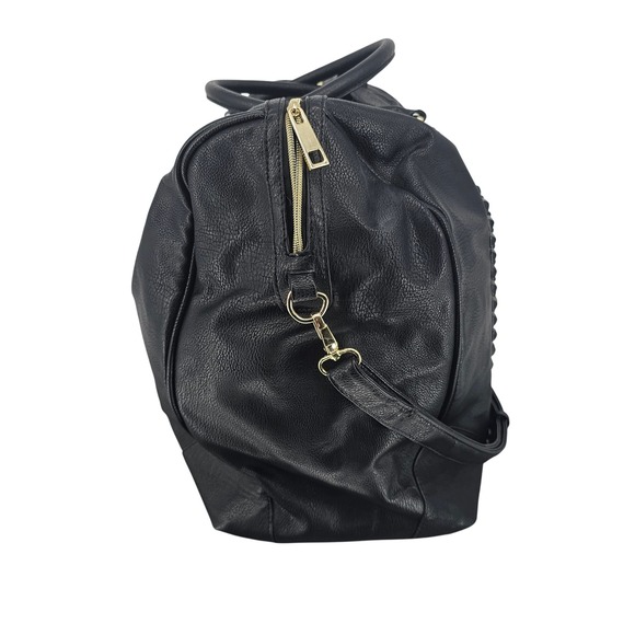 Big Buddha Black Faux Leather Studded XL Duffle Travel Bag EmbelishedY2K - Picture 4 of 13